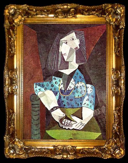 framed  pablo picasso kvinna i bla klanning, ta009-2